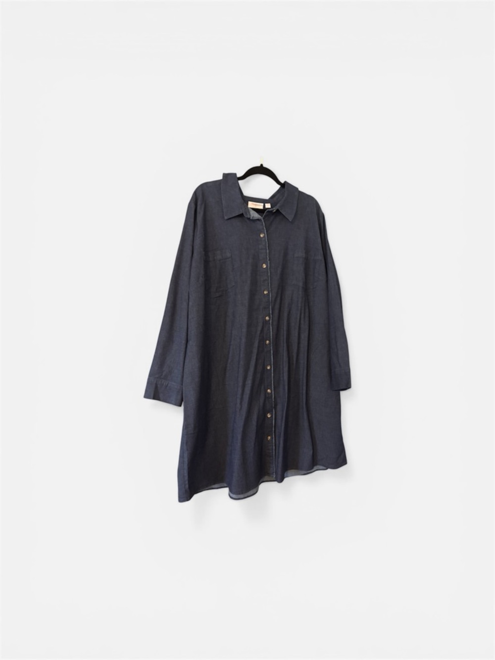 Belle by Kim Gravel Navy Long-Sleeve Button-Front Dress
